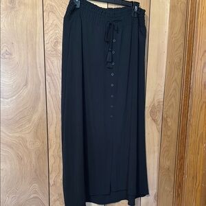 Black Tie Front Maxi Skirt for Work